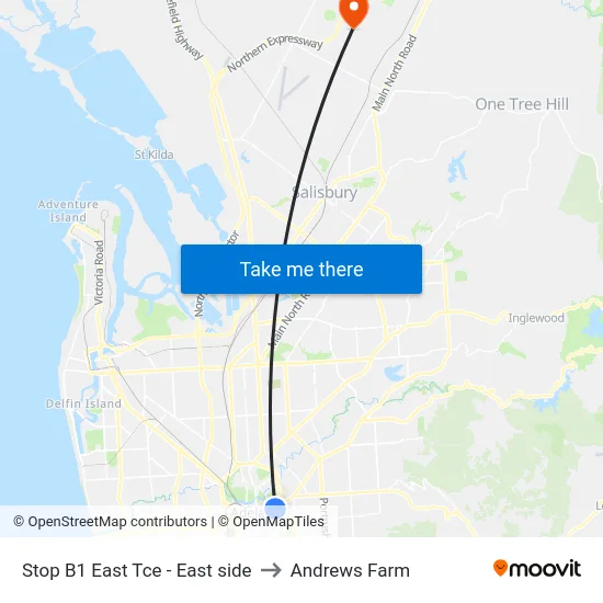 Stop B1 East Tce - East side to Andrews Farm map