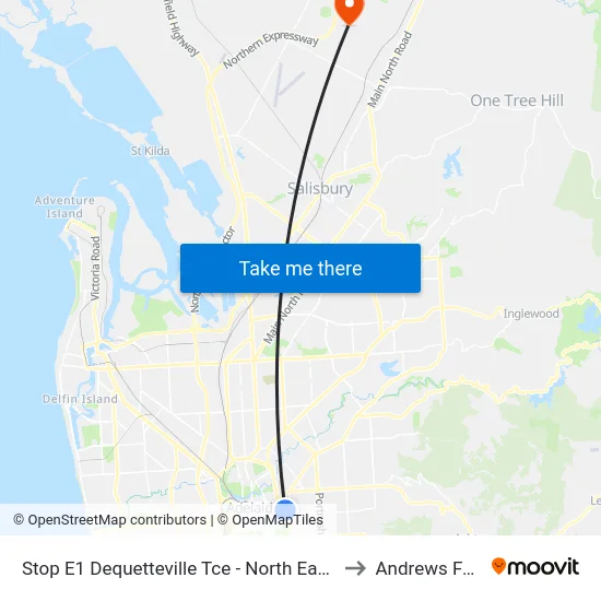 Stop E1 Dequetteville Tce - North East side to Andrews Farm map