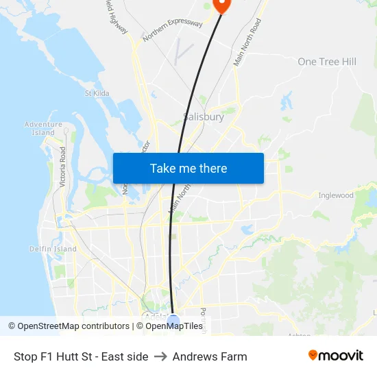 Stop F1 Hutt St - East side to Andrews Farm map