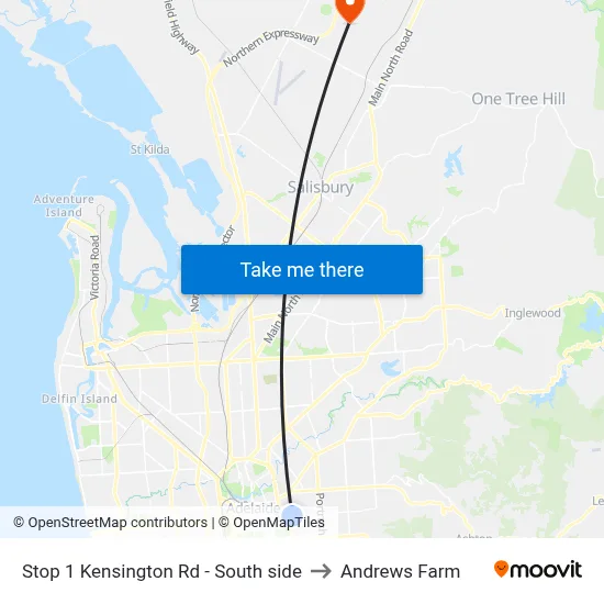 Stop 1 Kensington Rd - South side to Andrews Farm map