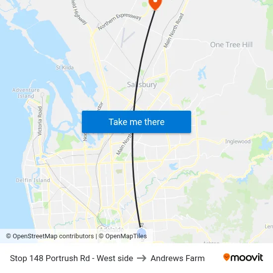 Stop 148 Portrush Rd - West side to Andrews Farm map