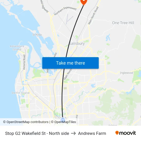 Stop G2 Wakefield St - North side to Andrews Farm map