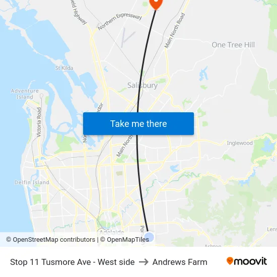 Stop 11 Tusmore Ave - West side to Andrews Farm map