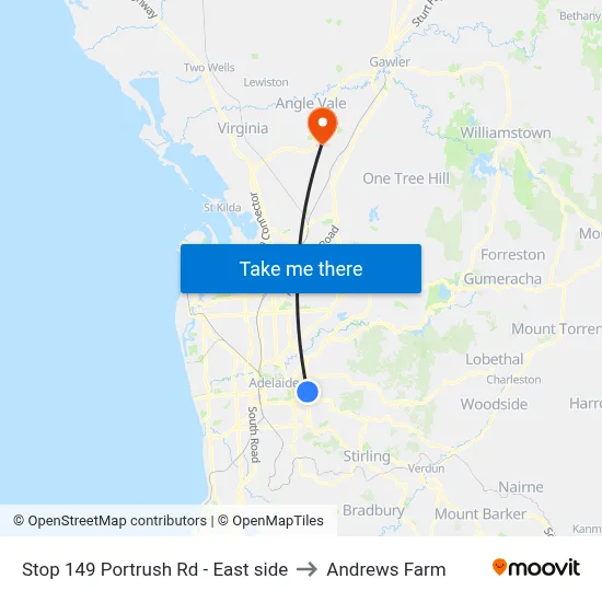 Stop 149 Portrush Rd - East side to Andrews Farm map
