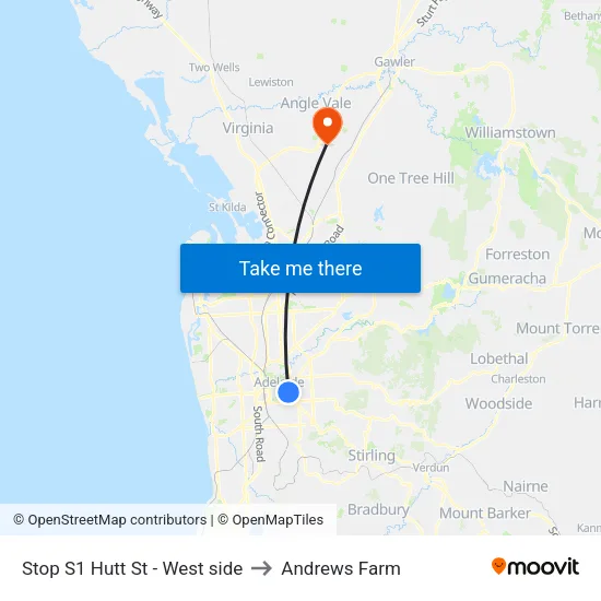 Stop S1 Hutt St - West side to Andrews Farm map