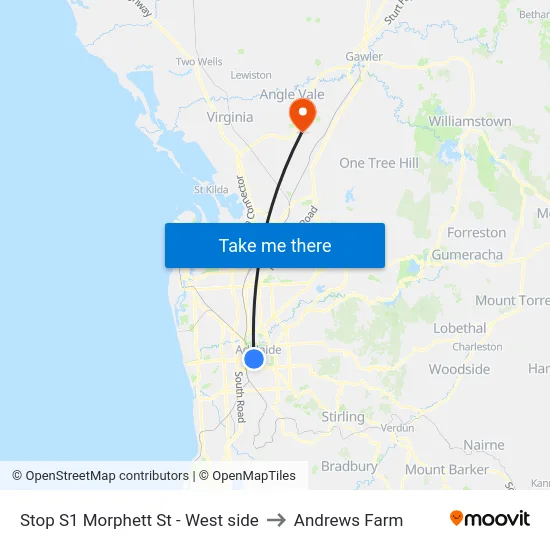 Stop S1 Morphett St - West side to Andrews Farm map