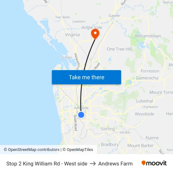 Stop 2 King William Rd - West side to Andrews Farm map