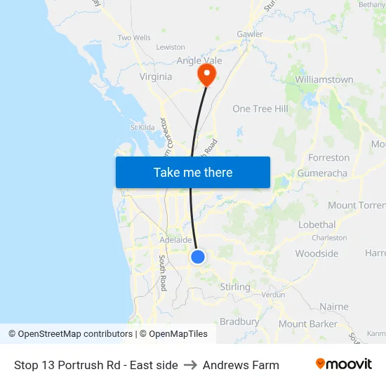 Stop 13 Portrush Rd - East side to Andrews Farm map