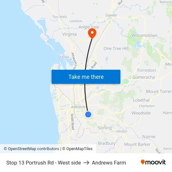 Stop 13 Portrush Rd - West side to Andrews Farm map