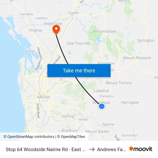 Stop 64 Woodside Nairne Rd - East side to Andrews Farm map