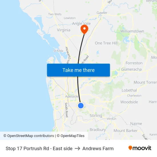Stop 17 Portrush Rd - East side to Andrews Farm map