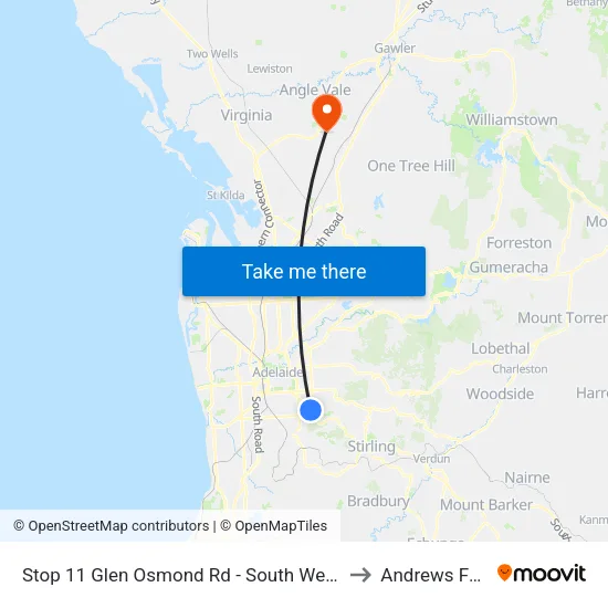 Stop 11 Glen Osmond Rd - South West side to Andrews Farm map