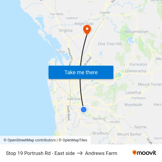 Stop 19 Portrush Rd - East side to Andrews Farm map
