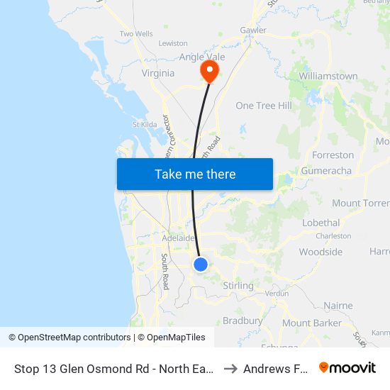Stop 13 Glen Osmond Rd - North East side to Andrews Farm map