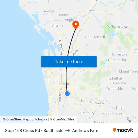 Stop 168 Cross Rd - South side to Andrews Farm map