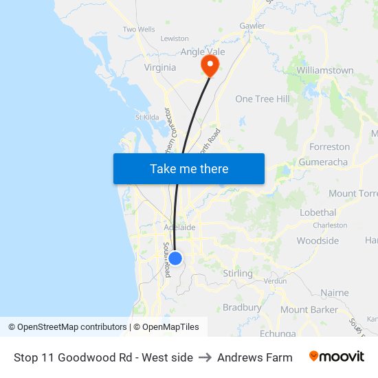 Stop 11 Goodwood Rd - West side to Andrews Farm map