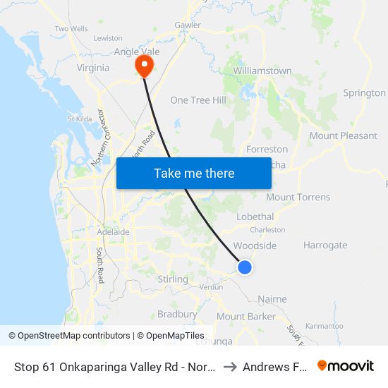 Stop 61 Onkaparinga Valley Rd - North side to Andrews Farm map