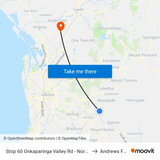 Stop 60 Onkaparinga Valley Rd - North side to Andrews Farm map