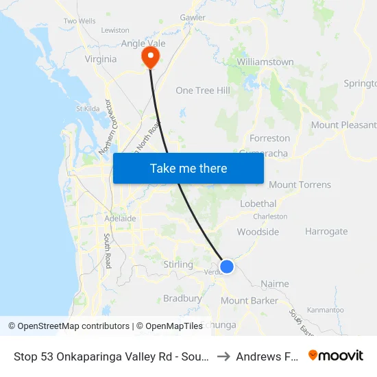 Stop 53 Onkaparinga Valley Rd - South side to Andrews Farm map