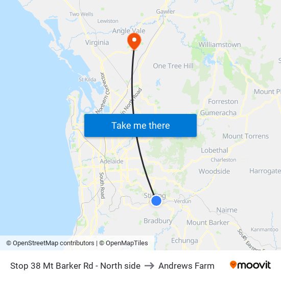 Stop 38 Mt Barker Rd - North side to Andrews Farm map