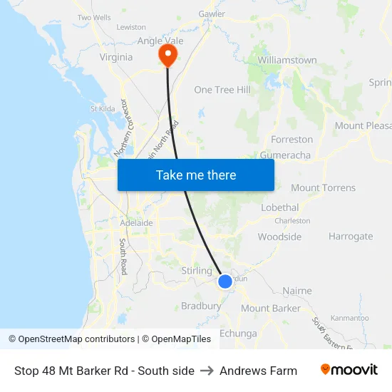 Stop 48 Mt Barker Rd - South side to Andrews Farm map