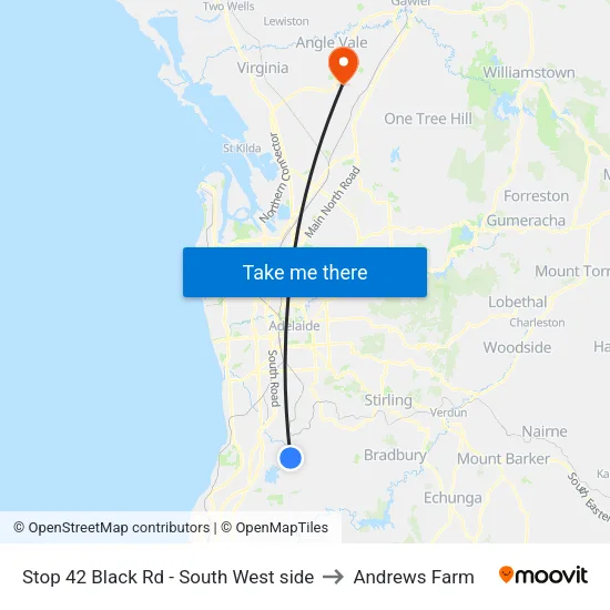 Stop 42 Black Rd - South West side to Andrews Farm map