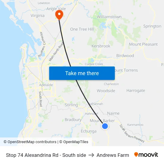 Stop 74 Alexandrina Rd - South side to Andrews Farm map