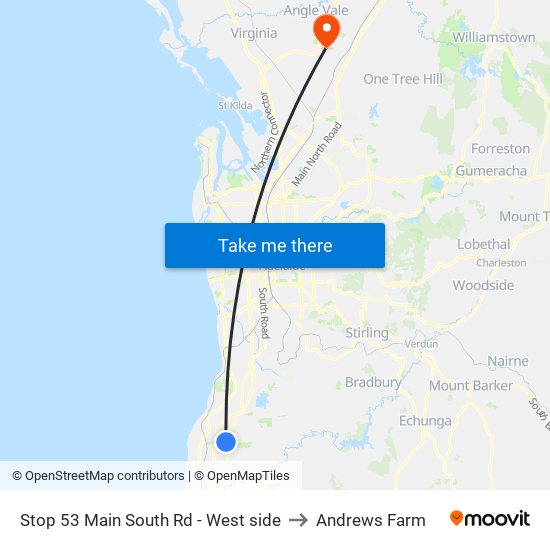 Stop 53 Main South Rd - West side to Andrews Farm map