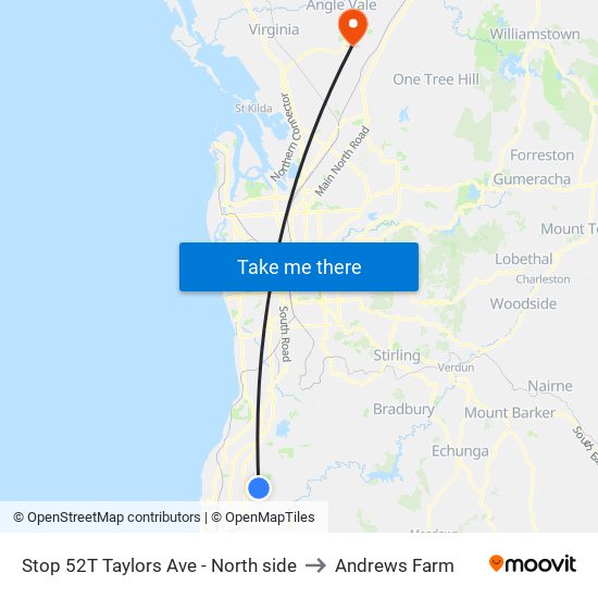 Stop 52T Taylors Ave - North side to Andrews Farm map