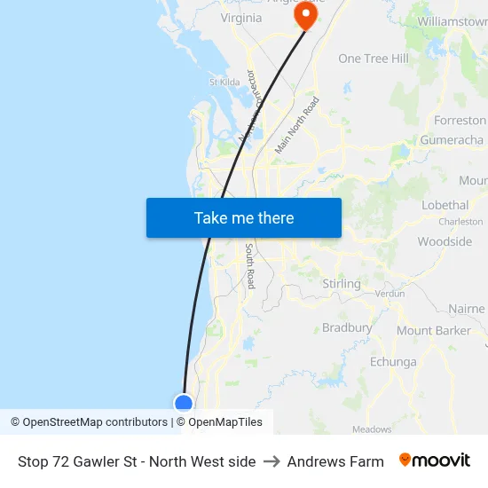 Stop 72 Gawler St - North West side to Andrews Farm map