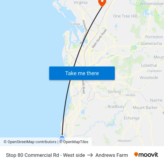 Stop 80 Commercial Rd - West side to Andrews Farm map