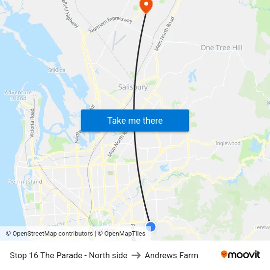 Stop 16 The Parade - North side to Andrews Farm map