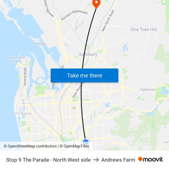 Stop 9 The Parade - North West side to Andrews Farm map