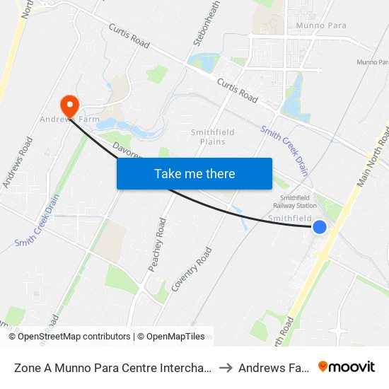 Zone A Munno Para Centre Interchange to Andrews Farm map