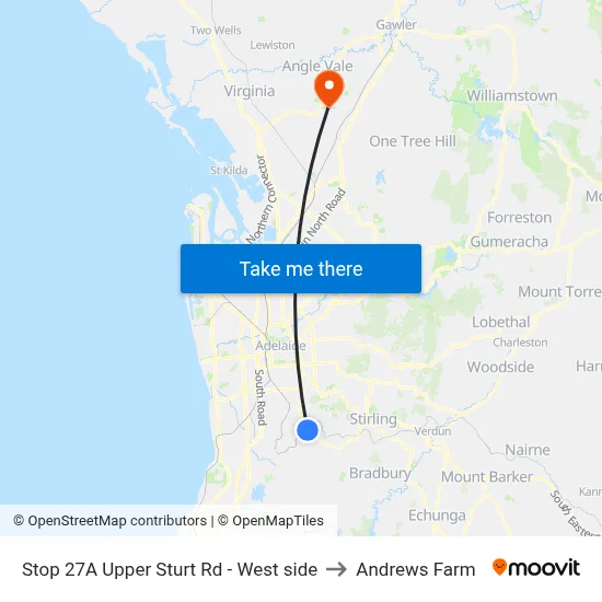 Stop 27A Upper Sturt Rd - West side to Andrews Farm map