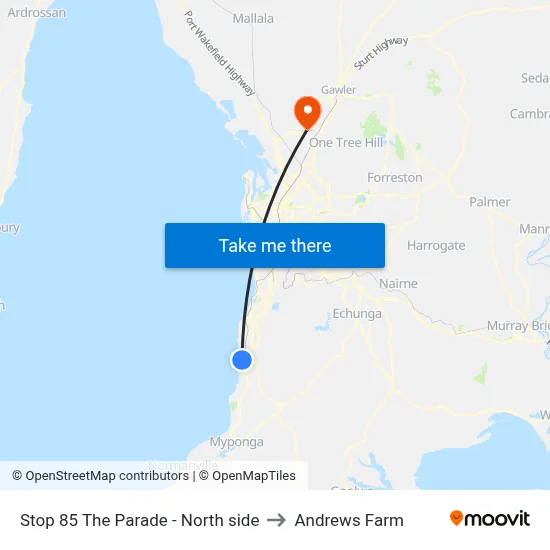 Stop 85 The Parade - North side to Andrews Farm map