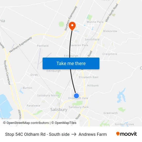 Stop 54C Oldham Rd - South side to Andrews Farm map