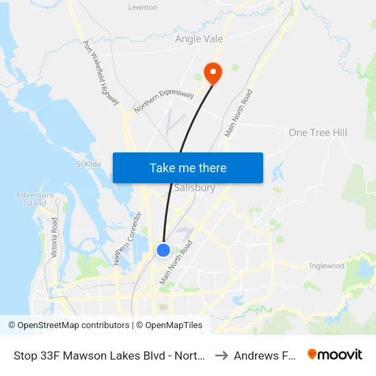 Stop 33F Mawson Lakes Blvd - North side to Andrews Farm map