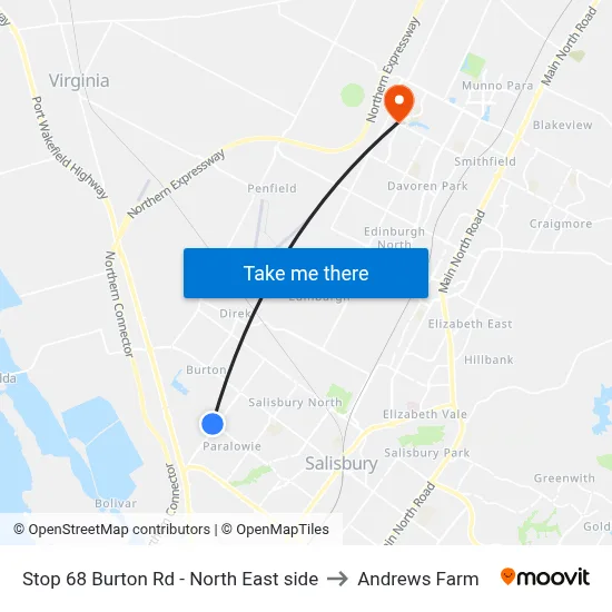 Stop 68 Burton Rd - North East side to Andrews Farm map