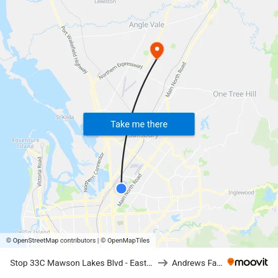 Stop 33C Mawson Lakes Blvd - East side to Andrews Farm map
