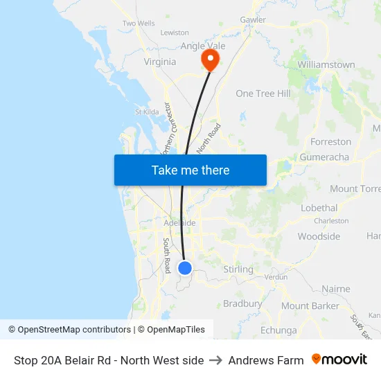 Stop 20A Belair Rd - North West side to Andrews Farm map
