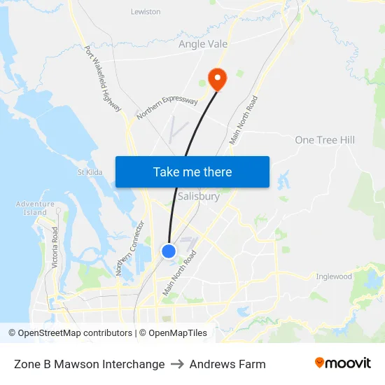 Zone B Mawson Interchange to Andrews Farm map