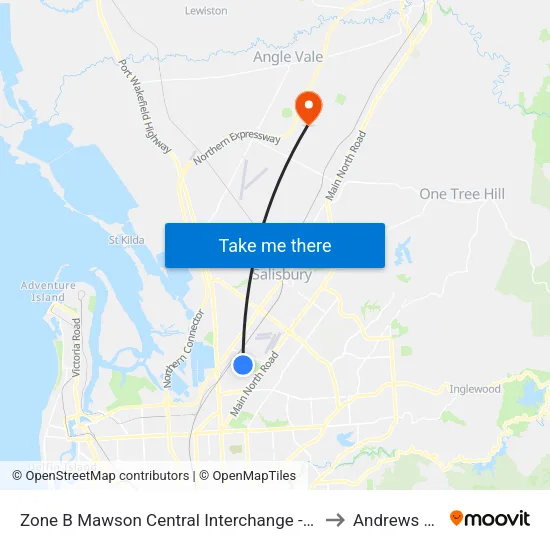 Zone B Mawson Central Interchange - South side to Andrews Farm map