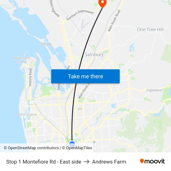 Stop 1 Montefiore Rd - East side to Andrews Farm map