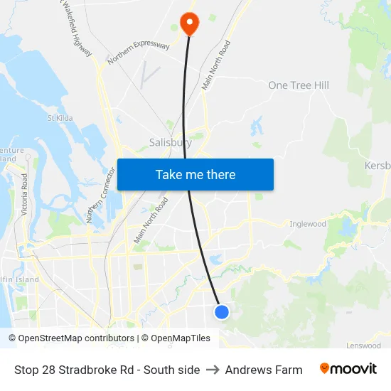 Stop 28 Stradbroke Rd - South side to Andrews Farm map