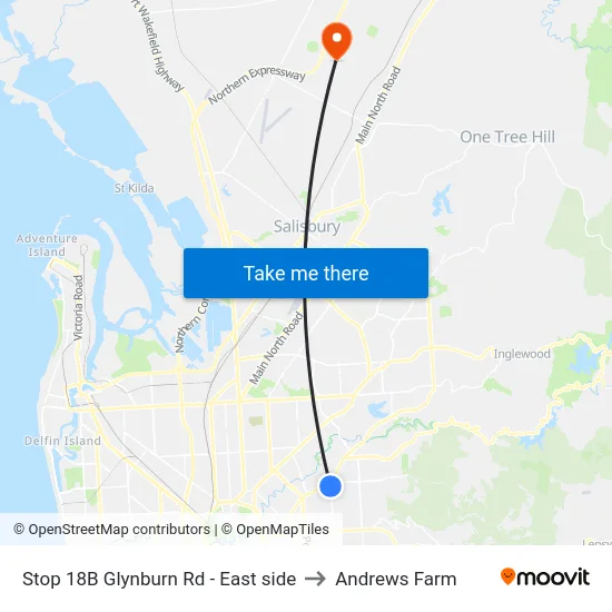 Stop 18B Glynburn Rd - East side to Andrews Farm map