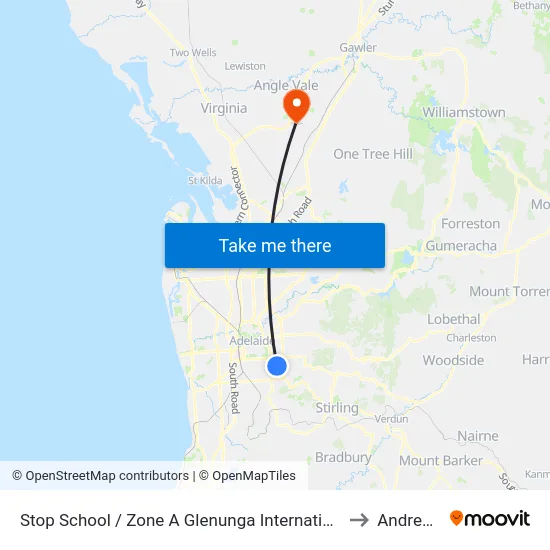 Stop School / Zone A Glenunga International High School Conyngham St to Andrews Farm map