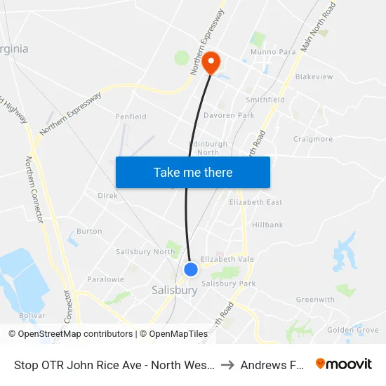Stop OTR John Rice Ave - North West side to Andrews Farm map