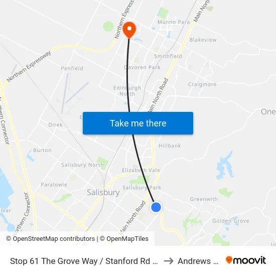 Stop 61 The Grove Way / Stanford Rd - South side to Andrews Farm map