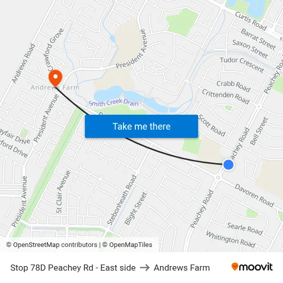 Stop 78D Peachey Rd - East side to Andrews Farm map